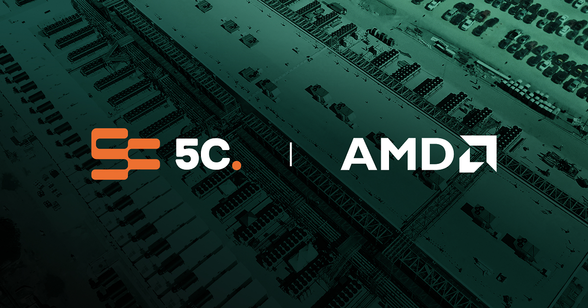 5C and AMD gigascale AI campus collaboration announcement graphic