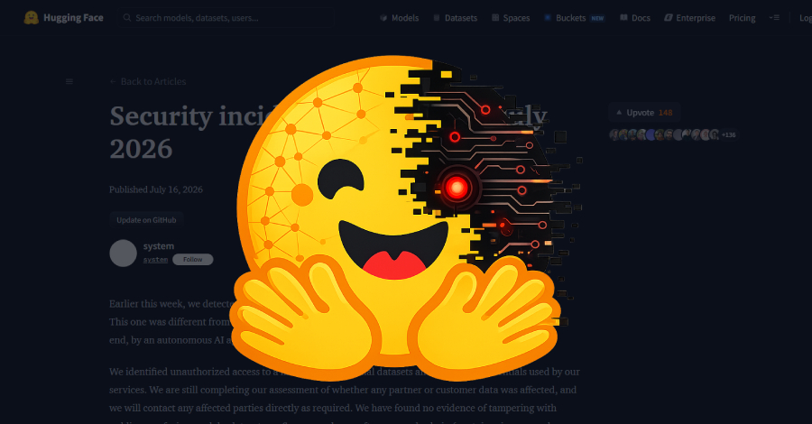 Hugging Face technical timeline of the July 2026 autonomous agent intrusion