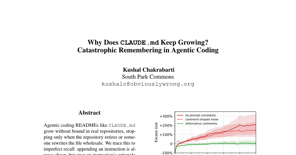 arXiv paper naming catastrophic remembering in agentic coding prompt files